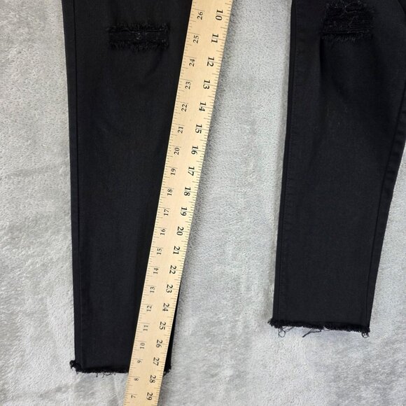 Uniqlo Jeans Womens Size 26 Black Skinny Ankle Raw Hem Distressed Denim Pants - Picture 4 of 11